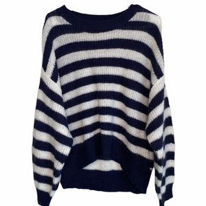 H&M LOGG Navy Striped Knit Sweater Medium